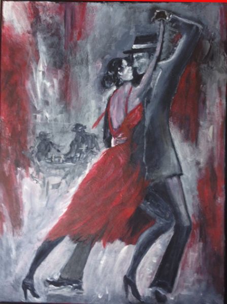 Akryl maleri Dansende par af Karin Gyryp malet i 2014