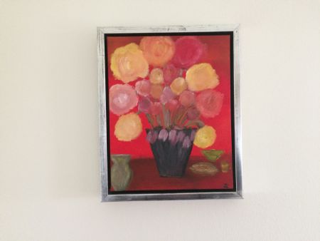 Akryl maleri Strut blomster af sky malet i 2014