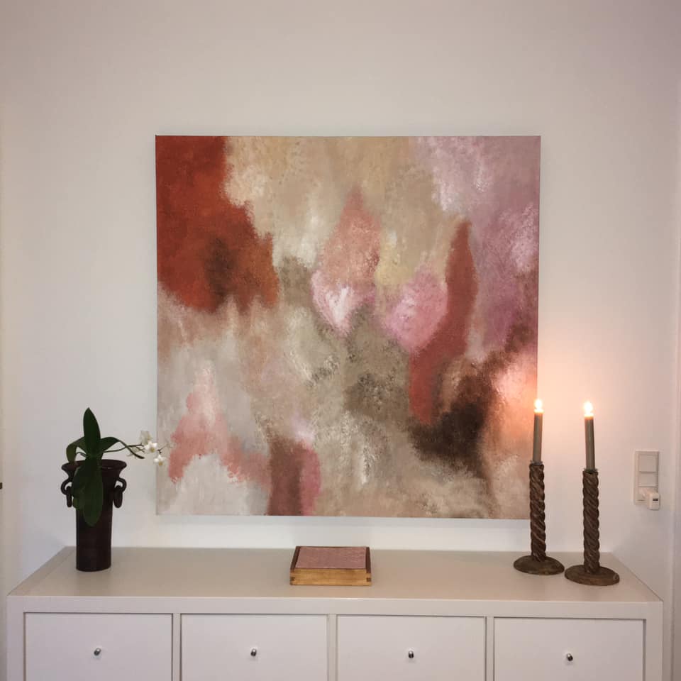 Akryl maleri Fodspor af Helle Simonsen malet i 2020