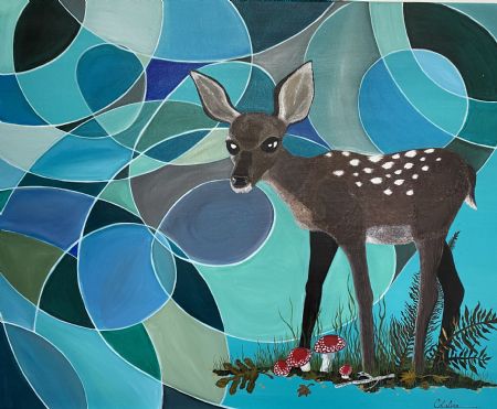 Akryl maleri Twisted Bambi af Catalina malet i 2018
