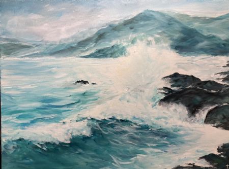 Akryl maleri Bølger.07 af Tatiana Rask malet i 2021