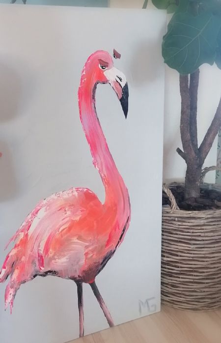 Akryl maleri Flamingo 2  -SOLGT- af Art by Gaarden malet i 2022