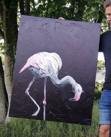 Akryl maleri Flamingo 3 af Art by Gaarden malet i 2021
