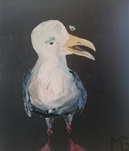 Akryl maleri Måge -SOLGT- af Art by Gaarden malet i 2021