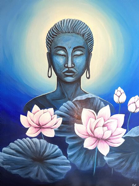 Akryl maleri Buddha (2019) af Fol malet i 2019