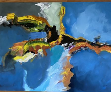 Akryl maleri Abstrakt 107 (2022) af Britta Christen malet i 2022