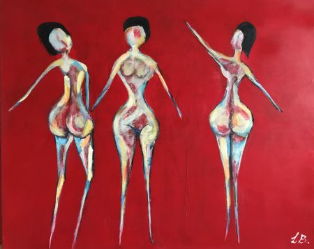Akryl maleri Dansen går (2023) af Laila bollersle malet i 2023