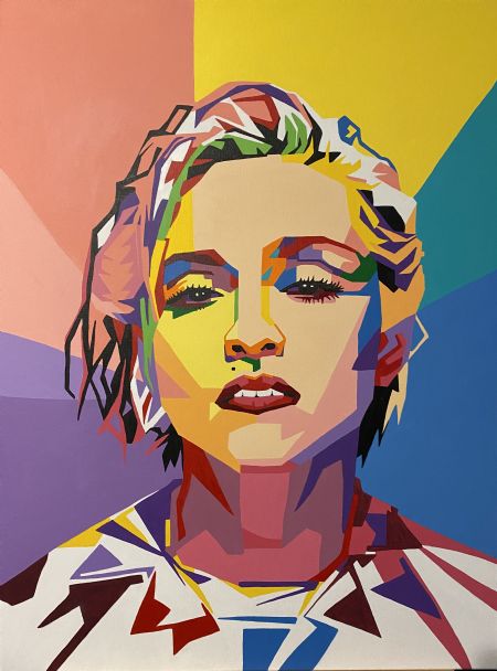 Akryl maleri Madonna (2022) af Sara Bosack Chr malet i 2022
