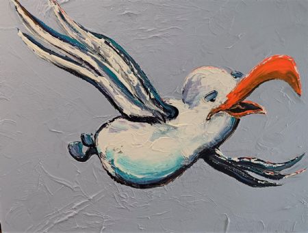 Akryl maleri Måge 16 af Art by Gaarden malet i 2023