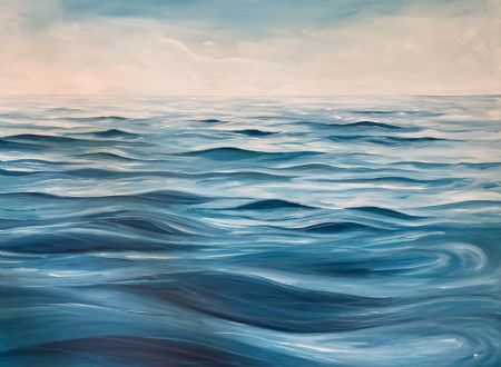 Akryl maleri Blåt Ocean af Tatiana Rask malet i 2023