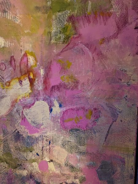 Blandede medier maleri Rosa på hjernen af Sophia Alicia Amaridi Post malet i 2020