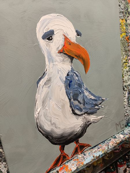 Akryl maleri Måge 20 (2023) af Art by Gaarden malet i 2023