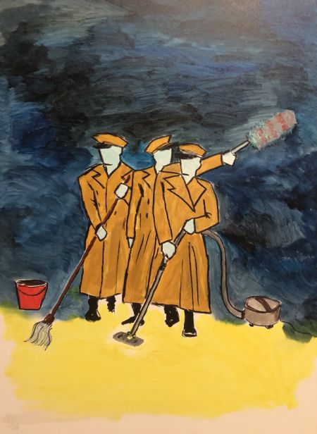 Akryl maleri World Leaders # 31 - Cleaning squad af Alex Zichau malet i 2023