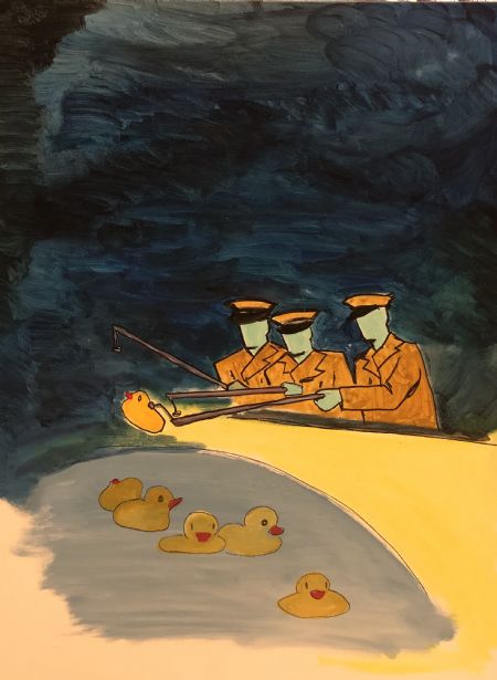Akryl maleri World Leaders # 40 - Hook-a-duck (2023) af Alex Zichau malet i 2023
