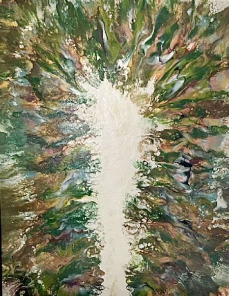 Akryl maleri Keyhole to the Forest af Birthe Skatka malet i 2024