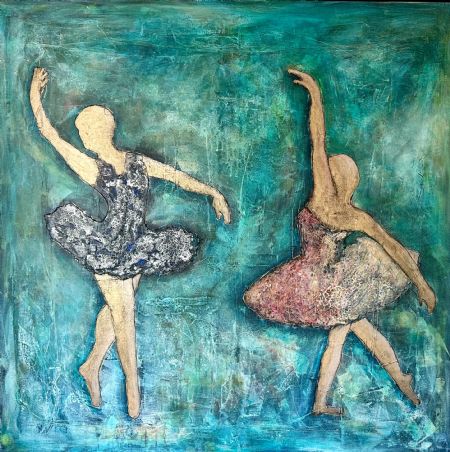 Akryl maleri Balletdanserinder af Oleva malet i 2023
