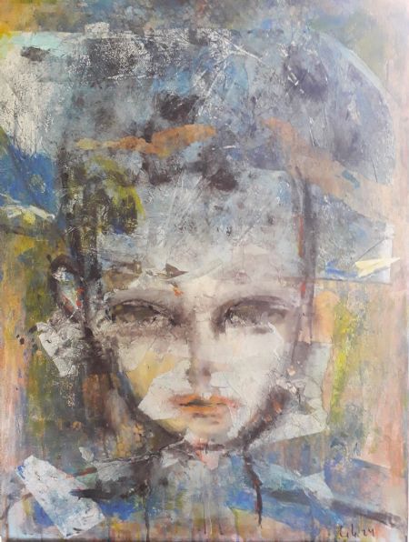 Blandede medier maleri Fragments af Jette Lili Hollesen malet i 2024