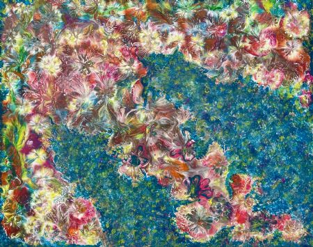 Akryl maleri Blomsterregn af Lisbeth Storgaard malet i 2024