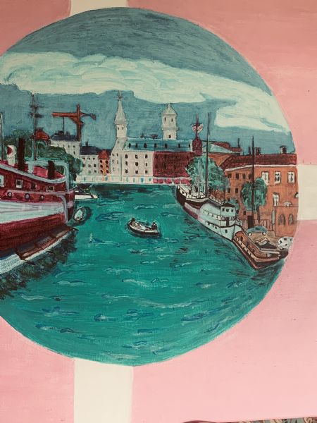 Akryl maleri Københavns indre Kanal. af kirstenbente pedersen malet i 2024