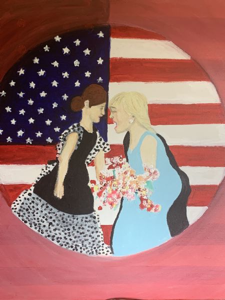 Akryl maleri The little bridesmaid in America. af kirstenbente pedersen malet i 2024