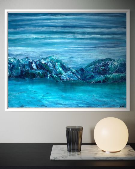 Akryl maleri Turqoise seascape af Anette Thorup Hansen (ATH) malet i 2022