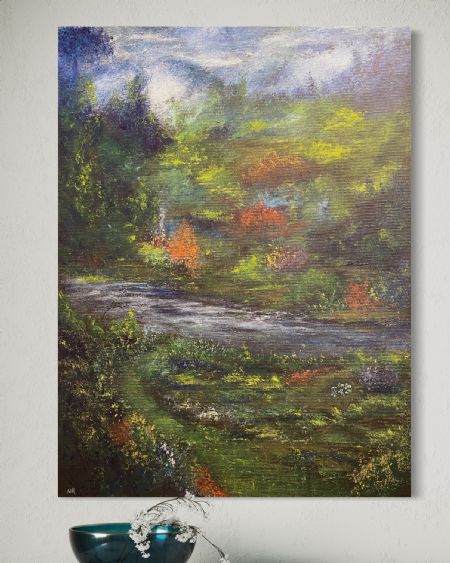 Akryl maleri The River af Anette Thorup Hansen (ATH) malet i 2024