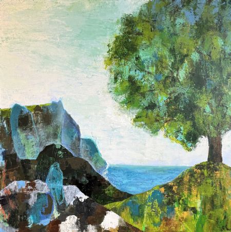 Blandede medier maleri Træet af Ia Brix Ohmann malet i 2024