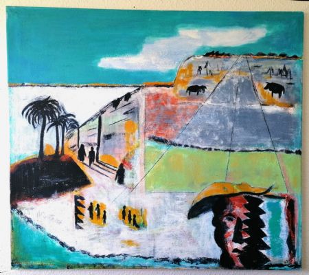 Blandede medier maleri En duft af Syden. af Elna Zølner malet i 2022