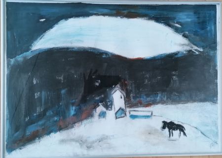 Blandede medier maleri Lys i mørket. af Elna Zølner malet i 2022