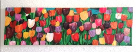 Blandede medier maleri Tulipan mark af Zara Yahiya malet i 2023