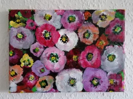 Blandede medier maleri Svævende Flor af Zara Yahiya malet i 2021