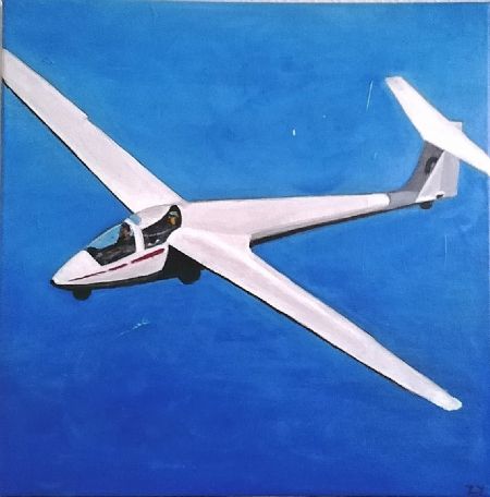 Akryl maleri Svævefly. af Zara Yahiya malet i 2023