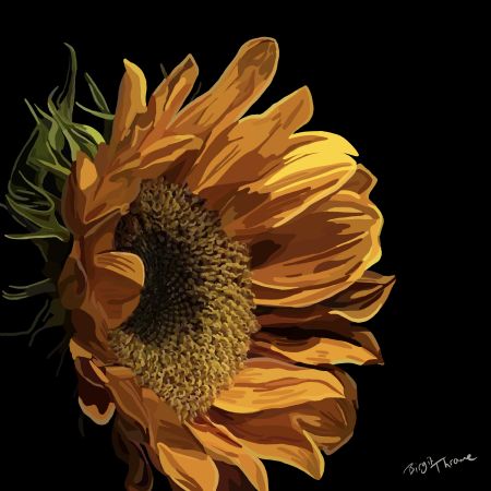  maleri Sunflower af Birgit Thrane-de Waard malet i 