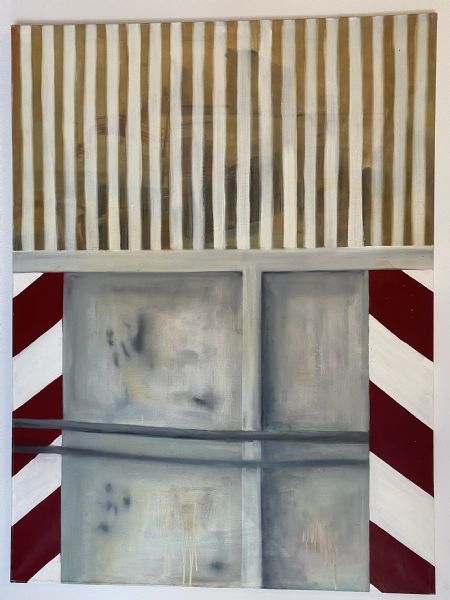 Olie maleri Container stribes af Marie Cathrine Gregersen malet i 1998