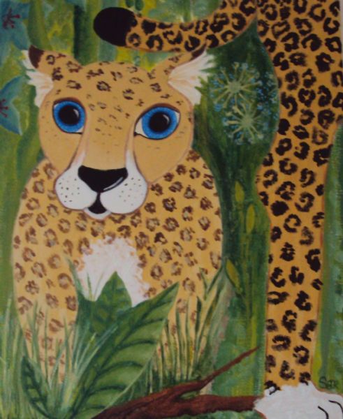 Akryl maleri Leopard af Signe Borggaard Rasmussen malet i 2013