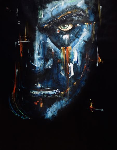 Akryl maleri Meditation Upon Darkness af Samuell Karim malet i 2019